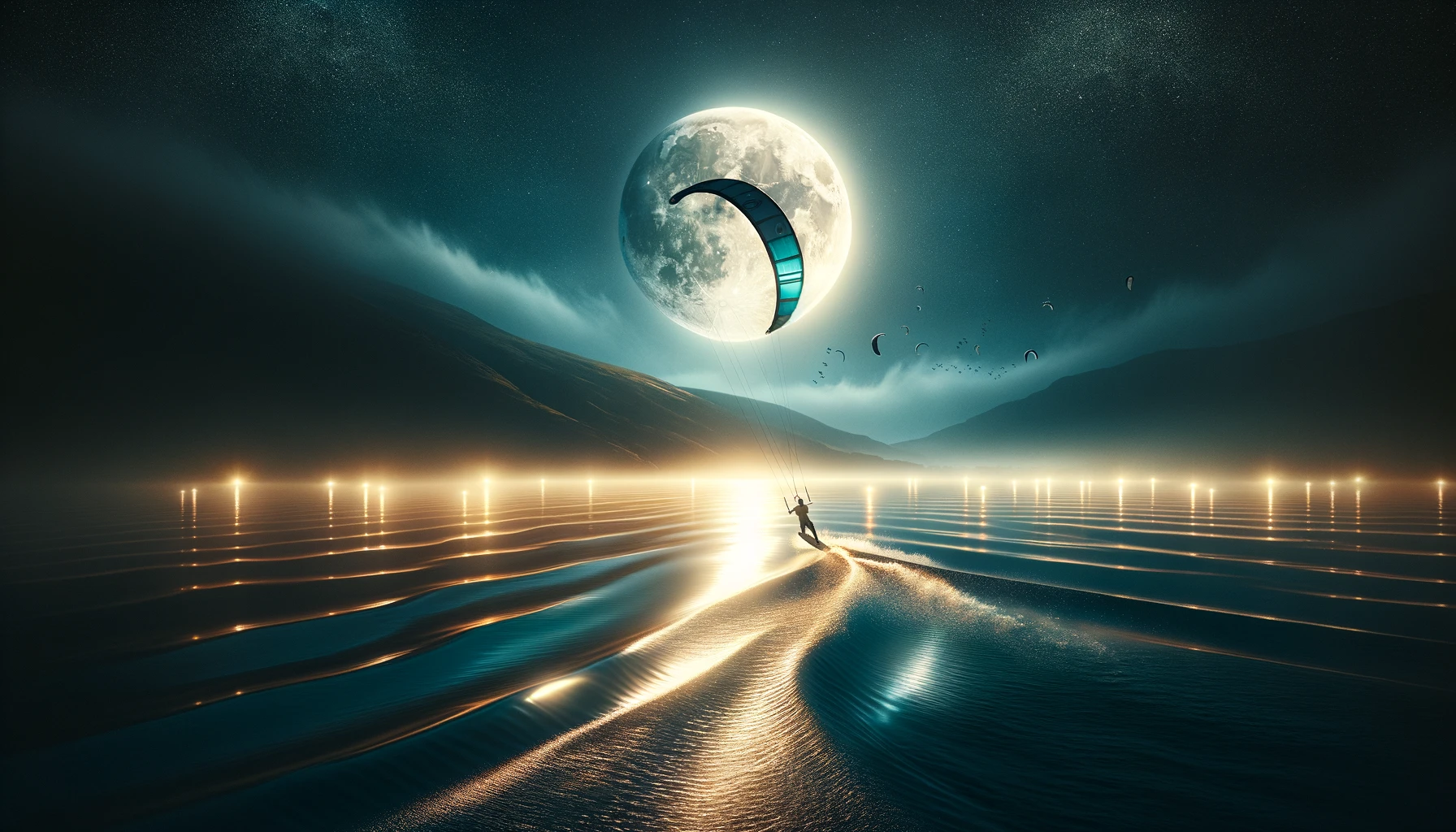 La Magia del Kitesurf Bajo la Luz de la Luna Llena