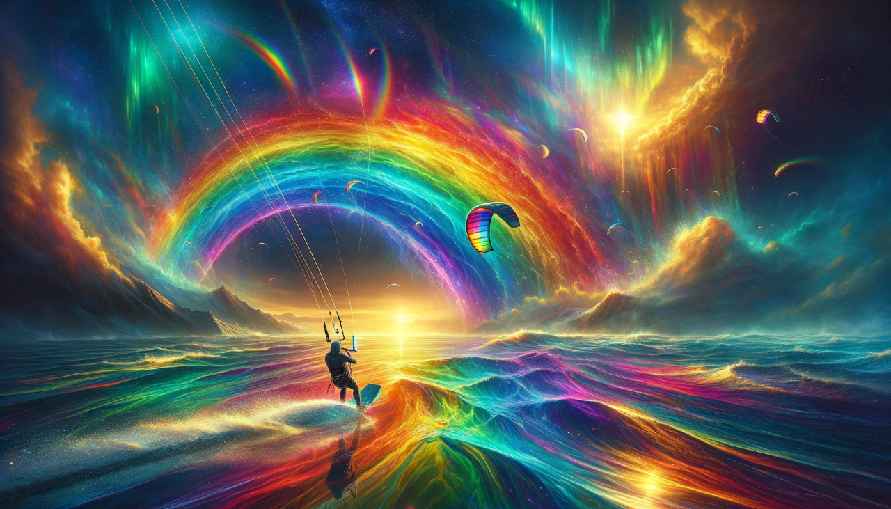 Navegando en el Kitesurf por el Camino del Arcoíris: Colores y Magia