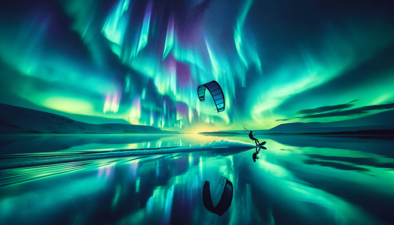 El Kitesurf en Aguas de la Aurora: Colores que Bailan en el Cielo